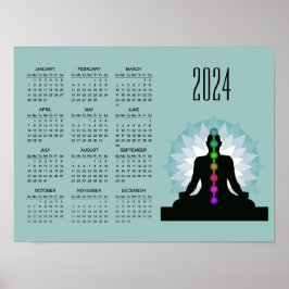 Sete Chakras Yoga Design 2024 Calendário Poster