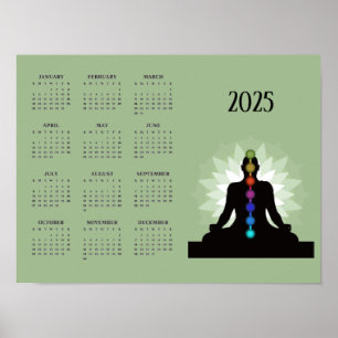 Sete Chakras Yoga Design 2025 Calendário Poster