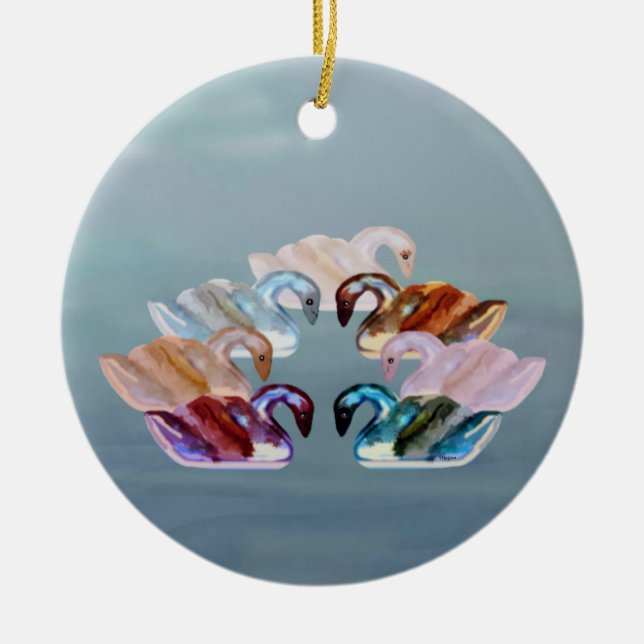 Sete cisnes um ornamento da natação (Frente)