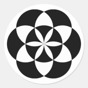 Sete etiquetas da flor do círculo, BW