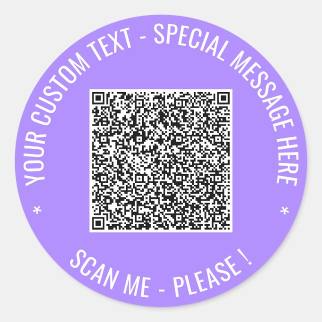Seu adesivo de código QR com texto e cor personali (Frente)