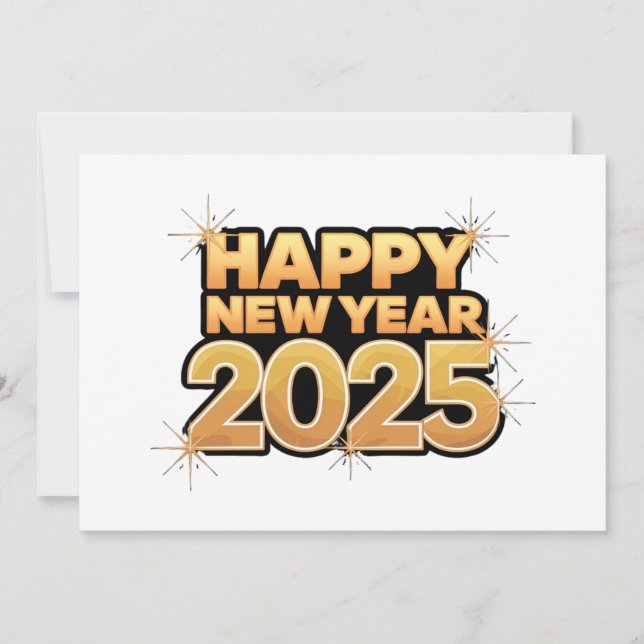 Seu Ano em Tinta e Ouro: Cartão de Férias do Ano d (Frente)