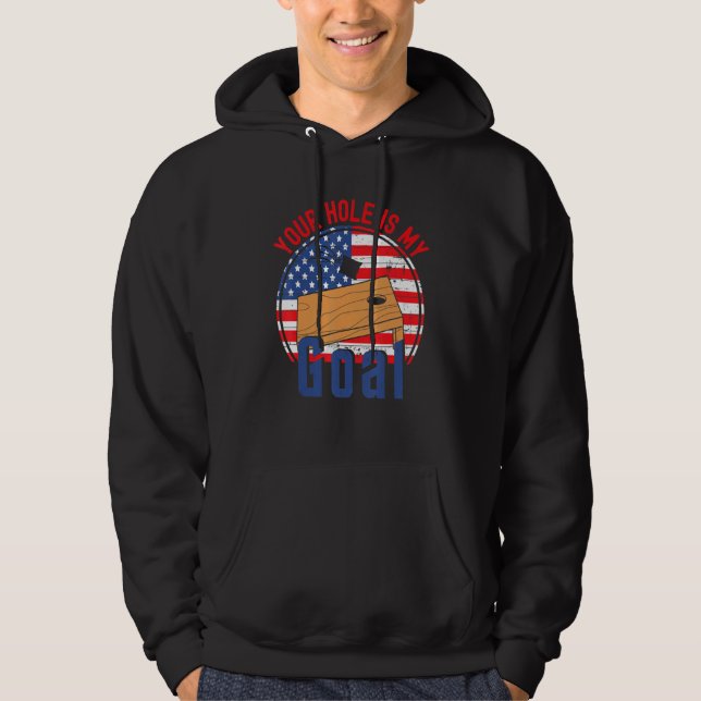 Seu Buraco É Meu Objetivo Camiseta de Cornhole da  (Frente)