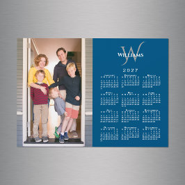 Seu Calendário 2027 de Fotos Monograma Nome Ímã Az