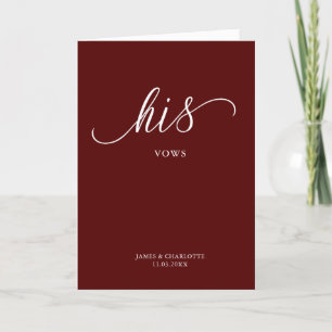 Seu Cartão De Vows Mínimalista Maroon