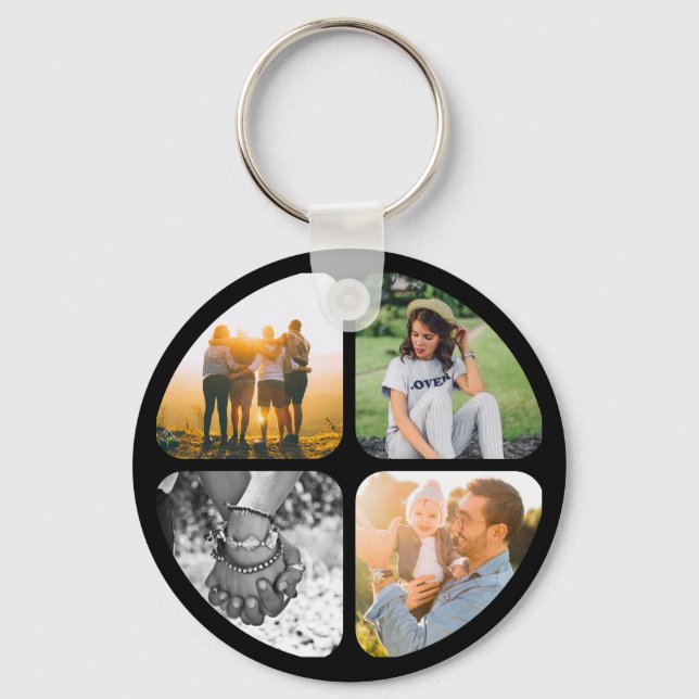 Seu Chaveiro de 4 fotos redondas (Frente)