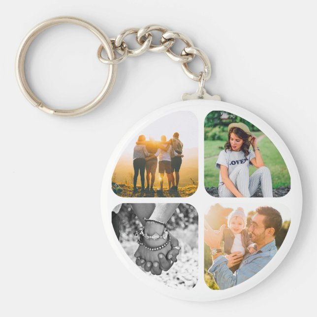 Seu Chaveiro de 4 fotos redondas (Frente)