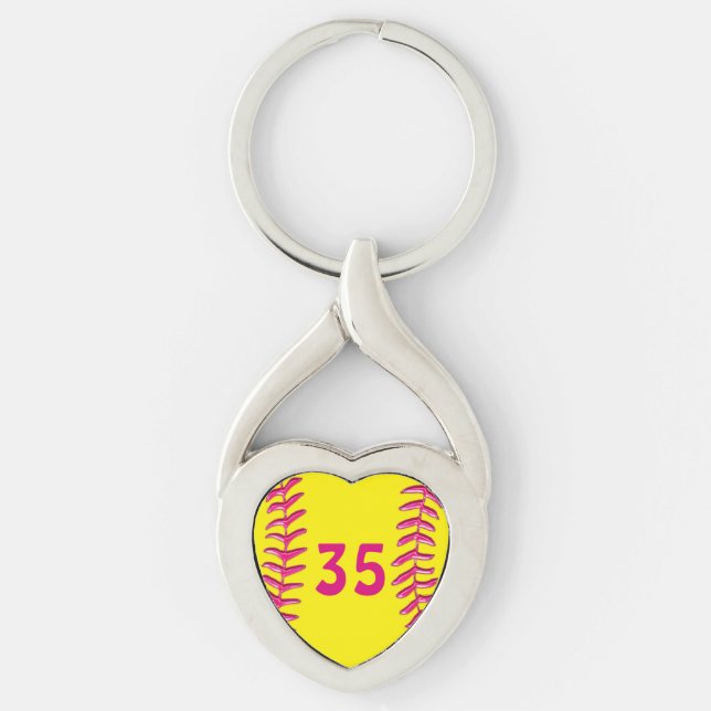 Seu chaveiro do softball do coração do número do (Frente)