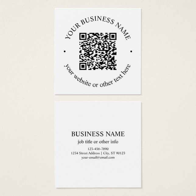 Seu código QR carregado e texto circular editável (Frente & Verso)