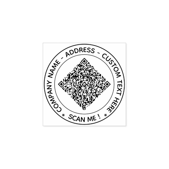 Seu Código QR e Carimbo de Borracha Redondo com Te (Impressão)