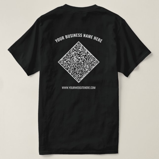 Seu código QR Texto personalizado Modelo de Camisa (Verso do Design)