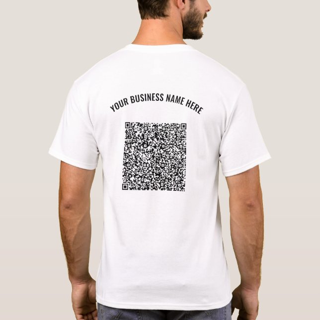 Seu código QR Texto personalizado Modelo de Camisa (Verso)