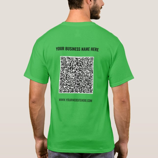 Seu Design QR Code T-Shirt Exemplo de Texto Person (Verso)