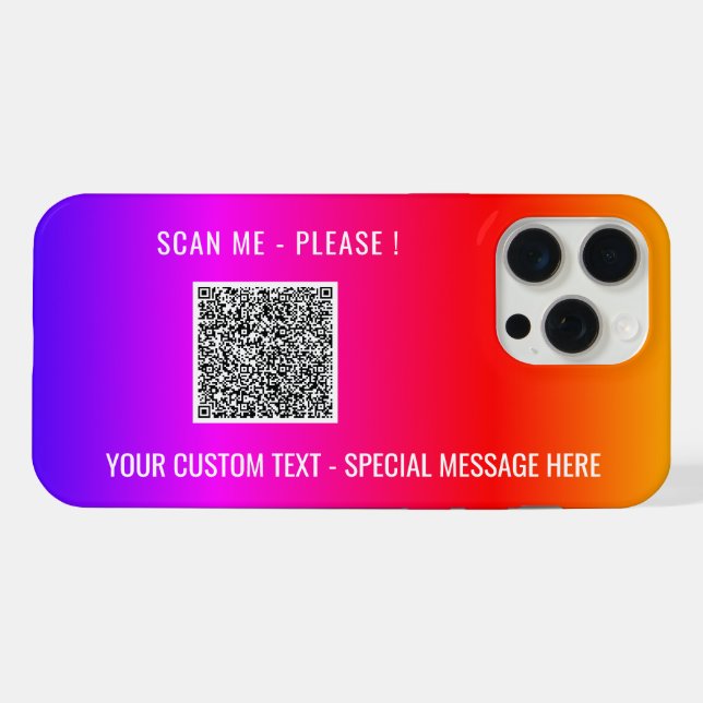 Seu Estojo de iPhone com Informações de QR Code e  (Verso Horizontal)