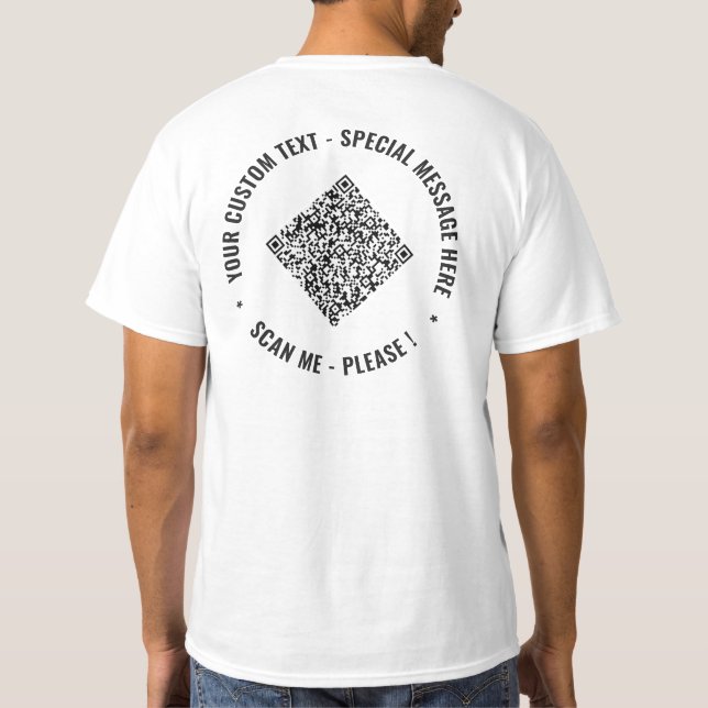 Seu exemplo de camiseta personalizada com código Q (Verso)