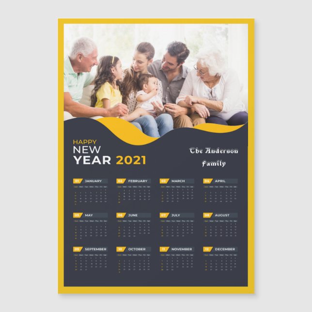Seu Foto e Nome Personalizáveis 2021Calendário (Frente)