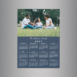 Seu Ímã de Calendário 2027 Azul Marinho com Nome e