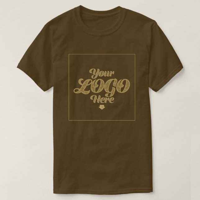 Seu logotipo aqui - Camisa marrom personalizada (Frente do Design)