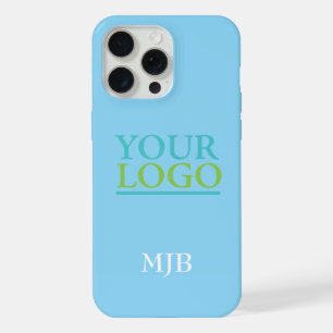 Seu logotipo/arte/foto, monograma branco, azul beb