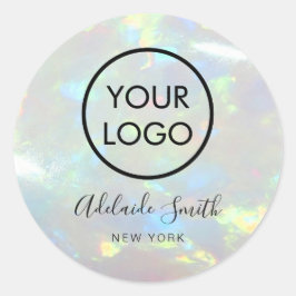 seu logotipo em um adesivo circular clássico fotog
