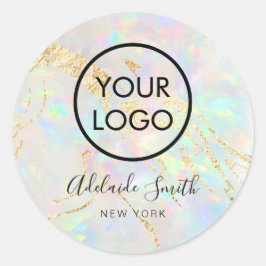 seu logotipo no adesivo circular opal clássico