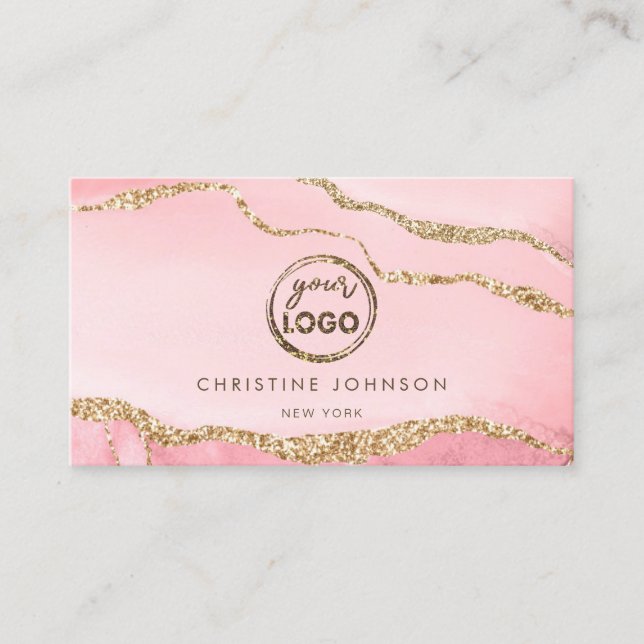 seu logotipo no agate background cartão de visita (Frente)