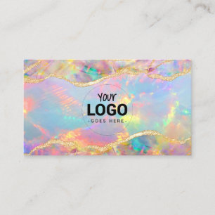 seu logotipo no cartão de visita de design opal