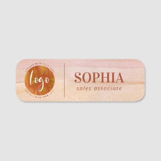 Seu logotipo Nome de etiqueta cor d'água laranja e