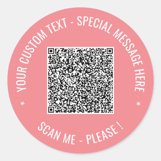 Seu Modelo de Adesivo de Código QR com Texto Perso (Frente)