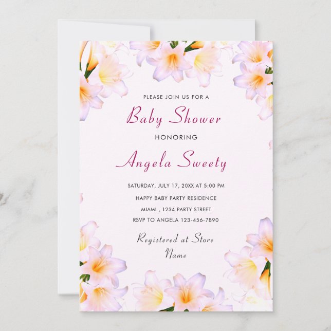 Seu modelo de Convite para Chá de fraldas com Líri (Frente)