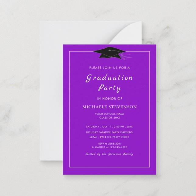 Seu Modelo de Convites de Formatura Roxo (Frente)