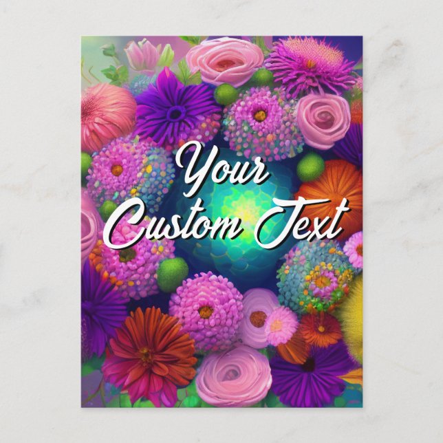 Seu Modelo de Flores Mistas de Texto Personalizado (Frente)