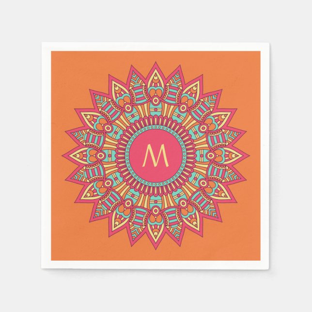 Seu Monograma em um guardanapo de papel Boho Frame (Frente)