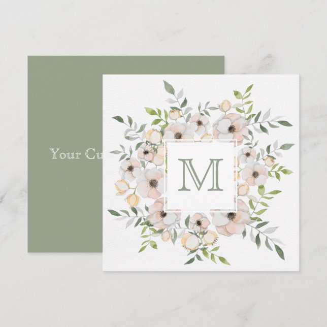 Seu Monograma em um Quadro de Flores convites pers (Frente/Verso)