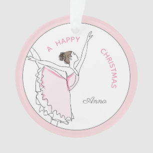Seu Nome Aqui Enfeites de natal De Ballerina Rosa