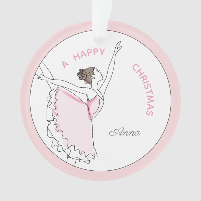 Seu nome aqui Enfeites de natal Rosa Ballerina (Frente)