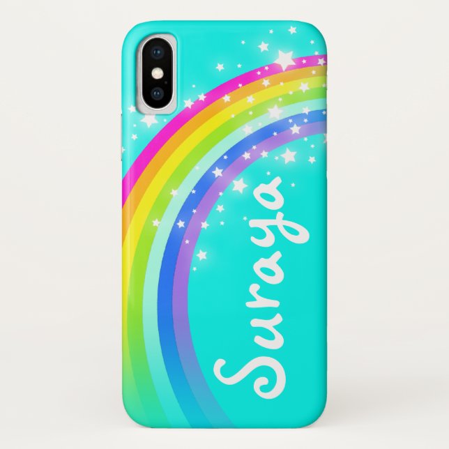 Seu nome é 6 letras arco-íris capas de iphone aqua (Verso)