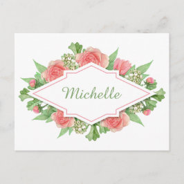 Seu Nome em um cartão postal com moldura de flor