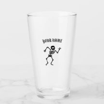 SEU NOME ESQUELETO DANÇANTE COPO DE VIDRO PINT
