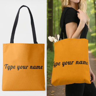Seu Nome na Bolsa de Tote Laranja