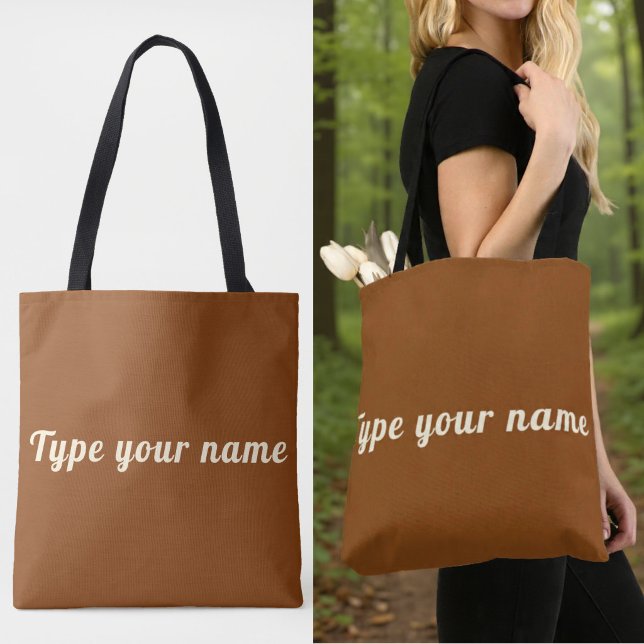 Seu Nome na Bolsa Tote Marrom (Brown tote bag with your name)