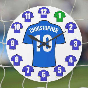 Seu Nome Relógio De Futebol - Camisas Azuis