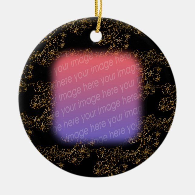 Seu Ornamento Dourado de Design Floral Elegante (Frente)