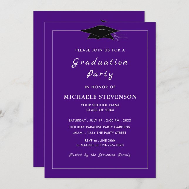 Seu Próprio Exemplo de Convite para Graduação de D (Frente/Verso)