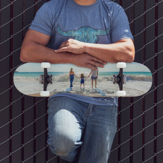 Seu Skateboard de Foto com Nome de Texto Personali (Ao ar livre 3)