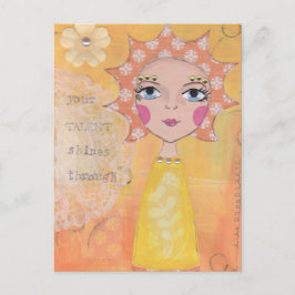 Seu talento brilha através do cartão postal