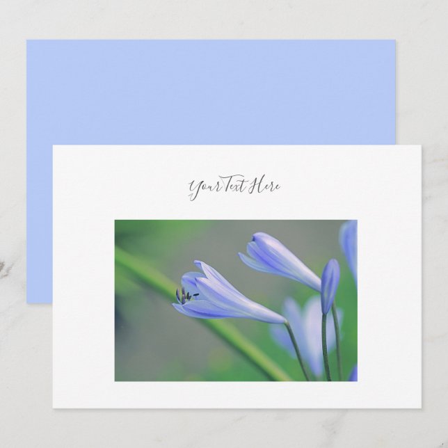 Seu Texto Convite Flores Azuis Lindas (Frente/Verso)