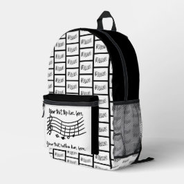 Seu texto em mochilas personalizadas com notas mus