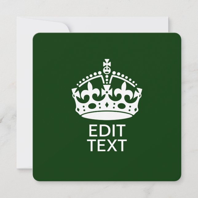 Seu Texto MANTENHA A CALMA COROA em Verde Personal (Frente)