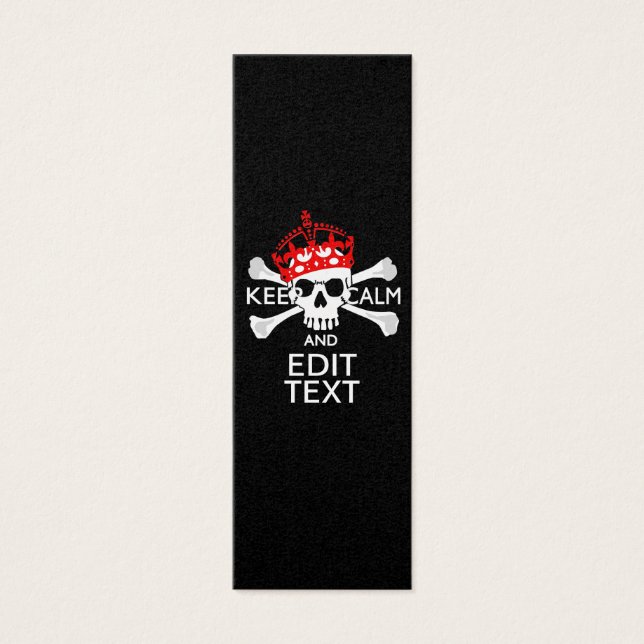 Seu Texto Mantenha Calmo Coroa Vermelha Crossbones (Frente)